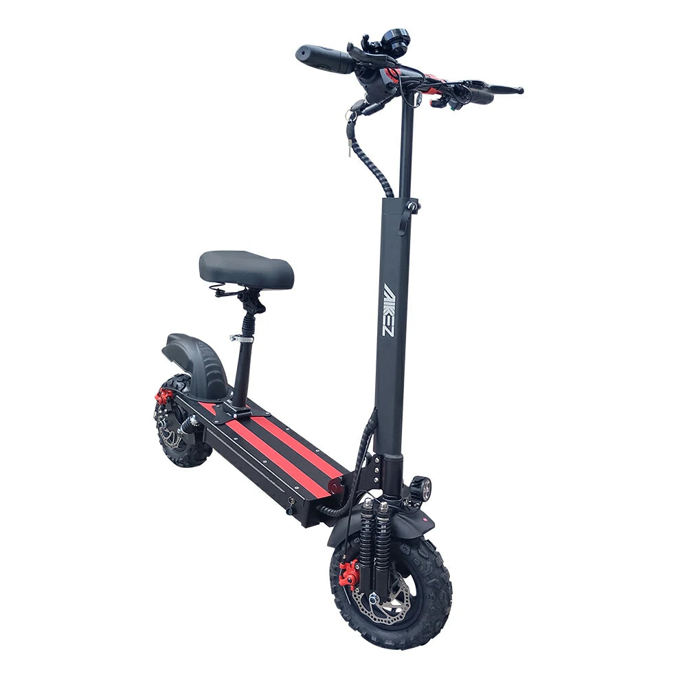 AKEZ 11SQ Dual Motors 800W & 2000W 11 Inches  Electric Scooter w/ Seat Vacuum Tyre Front& Rear Suspension - Black