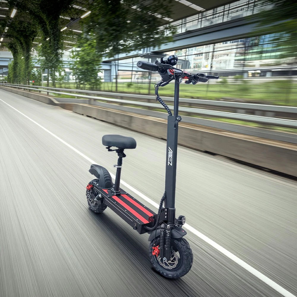 AKEZ 11SQ Dual Motors 800W & 2000W 11 Inches  Electric Scooter w/ Seat Vacuum Tyre Front& Rear Suspension - Black