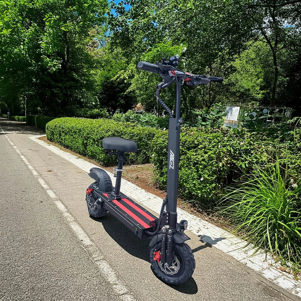 AKEZ 11SQ Dual Motors 800W & 2000W 11 Inches  Electric Scooter w/ Seat Vacuum Tyre Front& Rear Suspension - Black