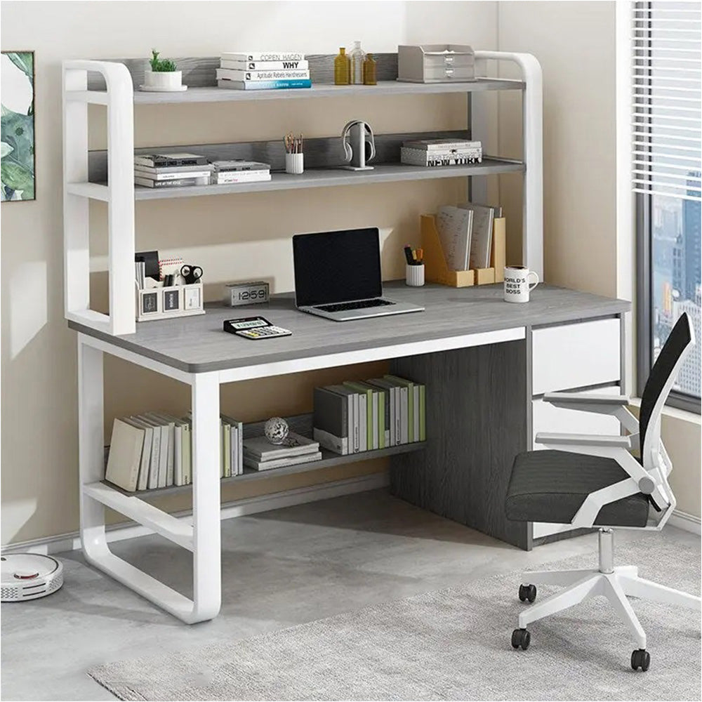 MODERA HDF Multi-functional Office Desk With Bookshelf Study Desk - Grey