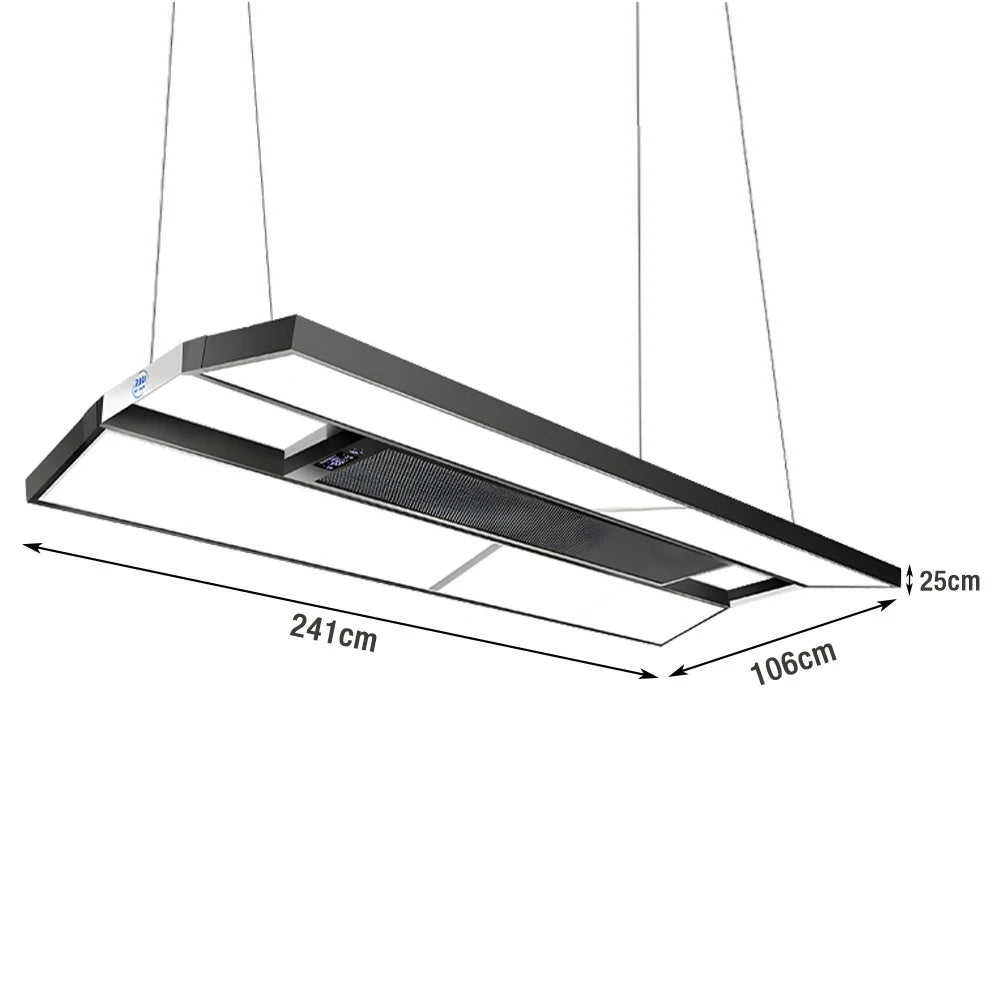 ARIX Pool Table Light, LED Panels with Air Purification, Painted Iron Body, Remote Control, 380W 4-Panel Billiard Lighting - Black