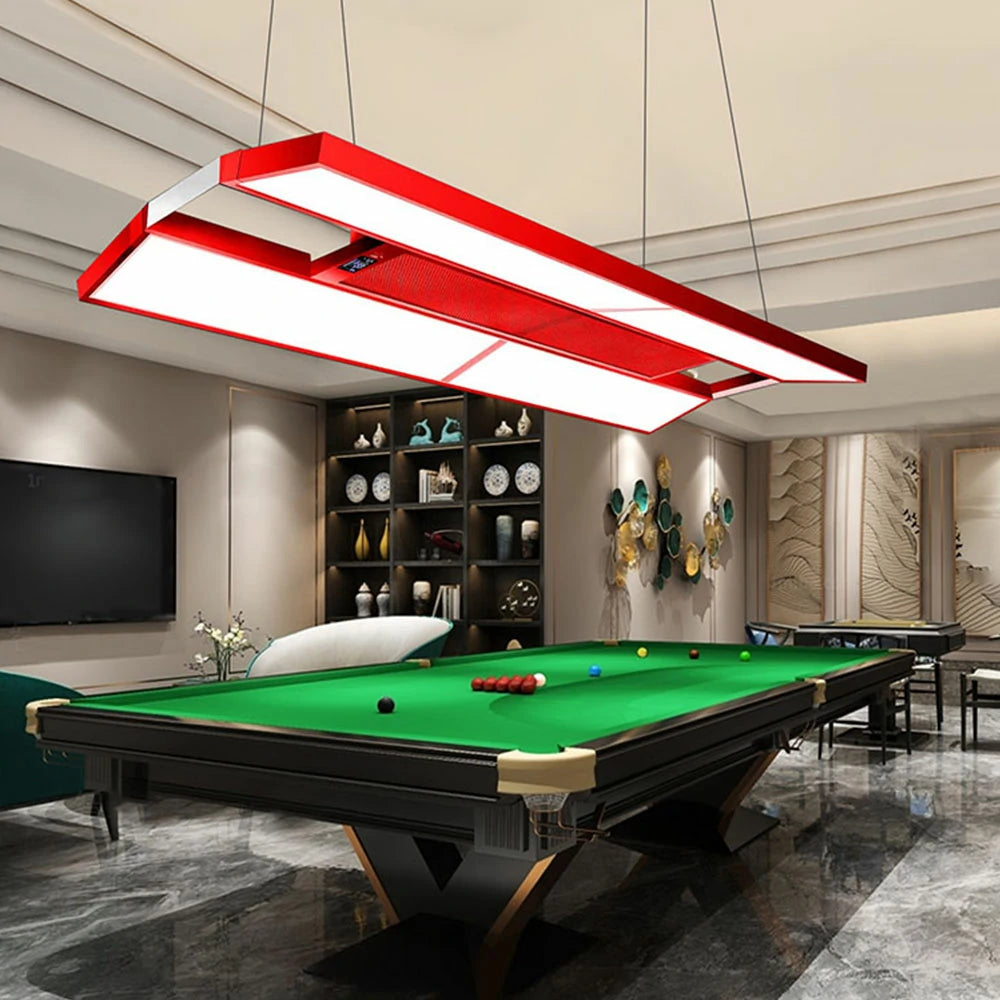 ARIX Pool Table Light, LED Panels with Air Purification, Painted Iron Body, Remote Control, 380W 4-Panel Billiard Lighting - Red