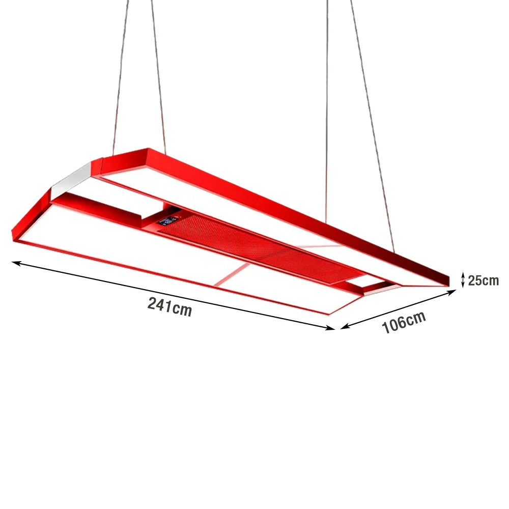 ARIX Pool Table Light, LED Panels with Air Purification, Painted Iron Body, Remote Control, 380W 4-Panel Billiard Lighting - Red