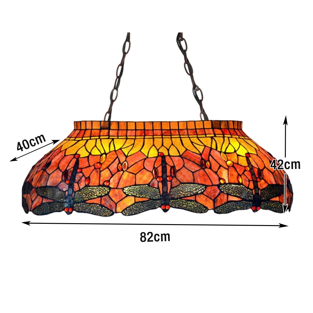 ARIX Billiard Table Light - Handmade Stained Glass, Durable Iron Fittings, E27 Socket, Artistic Vintage Pool Table Lighting - Orange