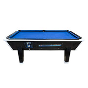 LIVARA 7FT/8FT Coin-Operated Pool Table – MDF/Marble Top, Ball Storage Box, Reinforced Iron Legs, Black Border Design - Blue