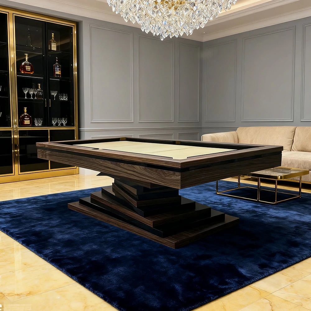 CUETIQ GE17 7FT/8FT/9FT Luxury Pool Table - Solid Wood Frame, Wool Cloth, Leather Pockets, Distinctive Leg Design, Premium Stability
