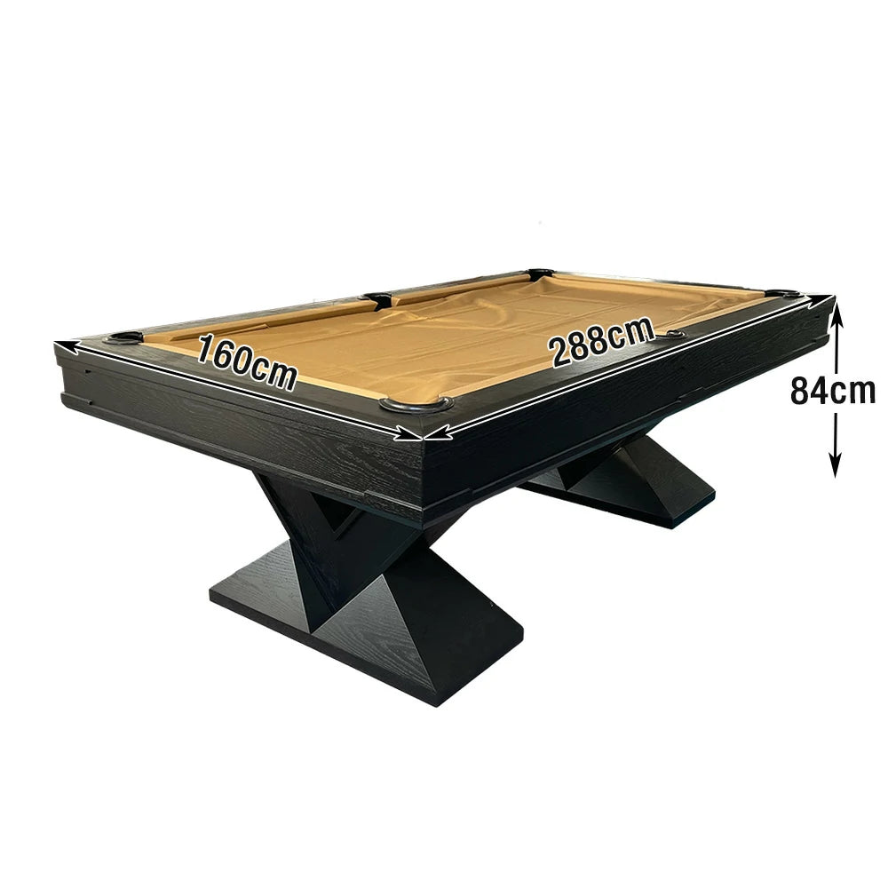 CUETIQ WY23 7FT/8FT/9FT Luxury Pool Table - Solid Wood Frame, Wool Cloth, Leather Pockets, Standing Leg Design, Premium Stability, Dining Table Top Cover