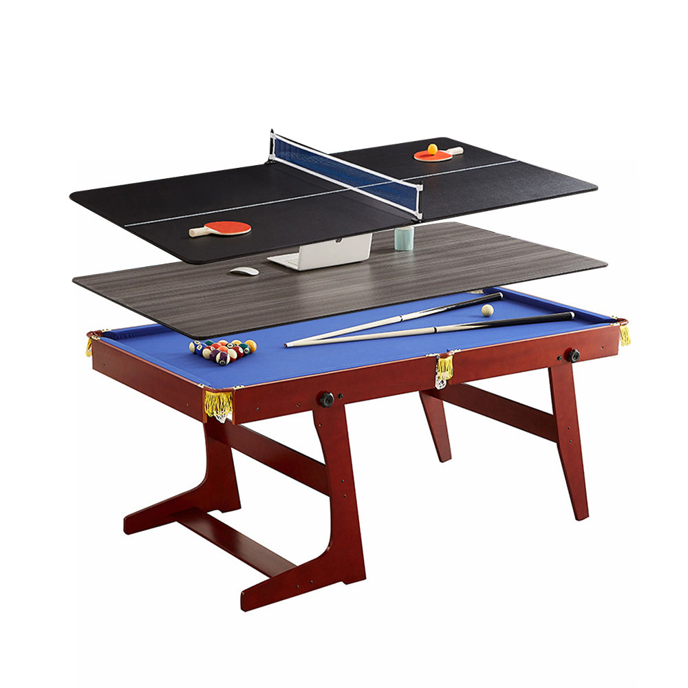 CUETIQ GTF009 6FT 3-IN-1 Billiard Table/ Ping-pong Table/ Office Desk Foldable Design