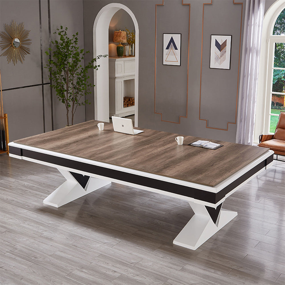 CUETIQ L001 7/8/9FT 3-IN-1  Slate Billiard Table/ Ping-pong Table/ Office Desk Solid Wood Frame