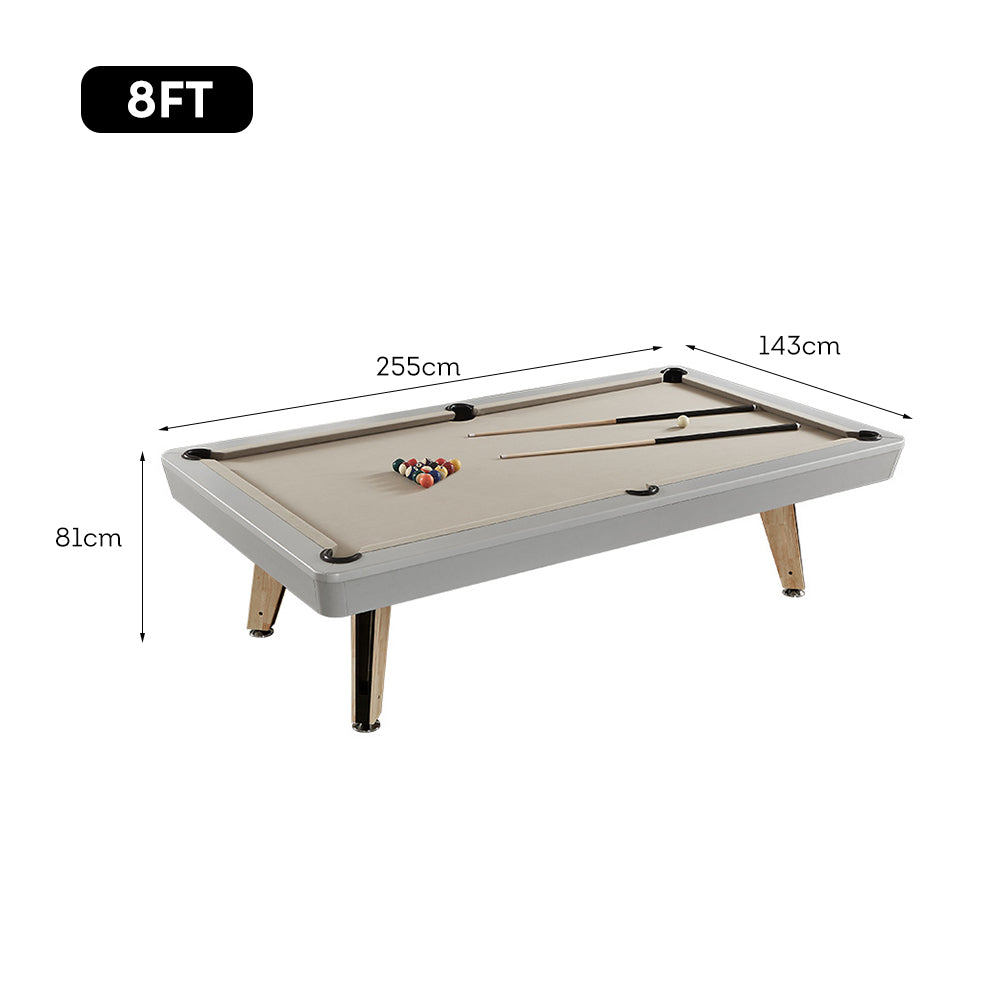CUETIQ L006 7/8/9FT 3-IN-1 Slate Billiard Table/ Ping-pong Table/ Office Desk Solid Wood Frame - Oak&Grey