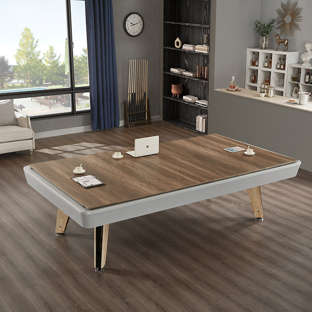 CUETIQ L006 7/8/9FT 3-IN-1 Slate Billiard Table/ Ping-pong Table/ Office Desk Solid Wood Frame - Oak&Grey