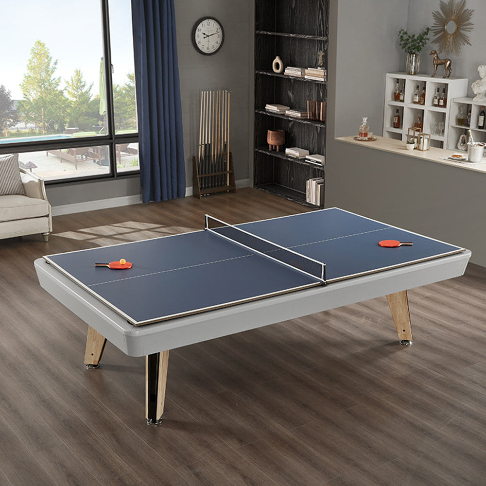 CUETIQ L006 7/8/9FT 3-IN-1 Slate Billiard Table/ Ping-pong Table/ Office Desk Solid Wood Frame - Oak&Grey