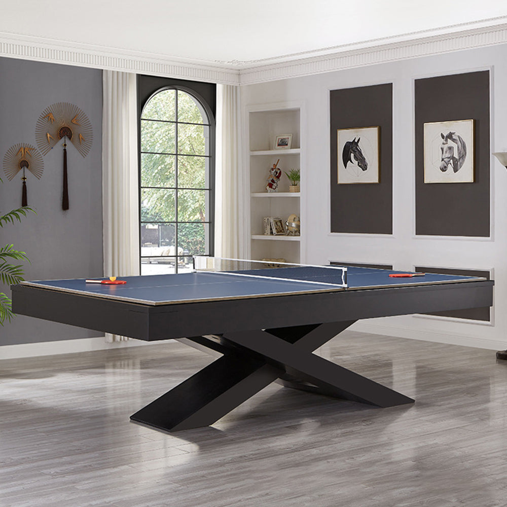 CUETIQ L011 7/8/9FT 3-IN-1 Slate Pool Table/ Ping-pong Table/ Office Desk Solid Wood Frame