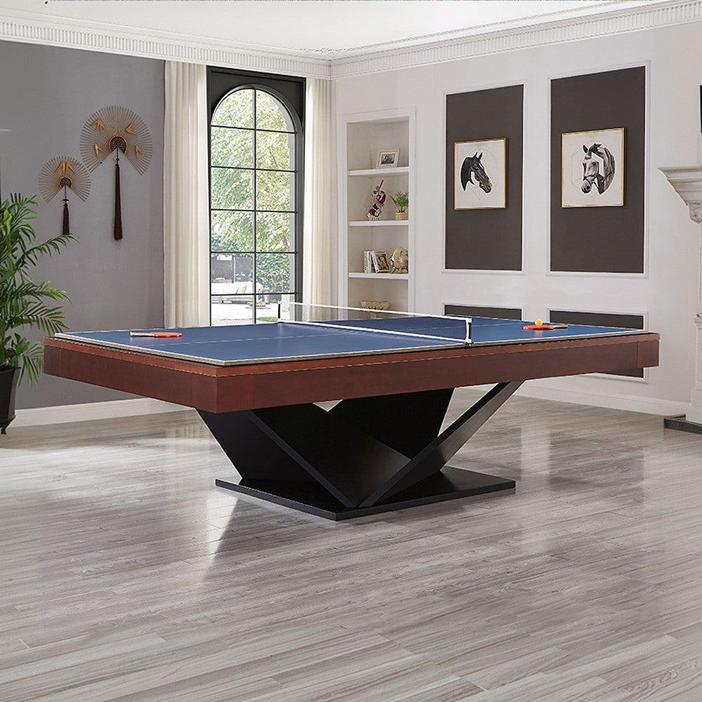 CUETIQ L015 7/8/9FT 3-IN-1 Slate Billiard Table/ Ping-pong Table/ Office Desk Solid Wood Frame