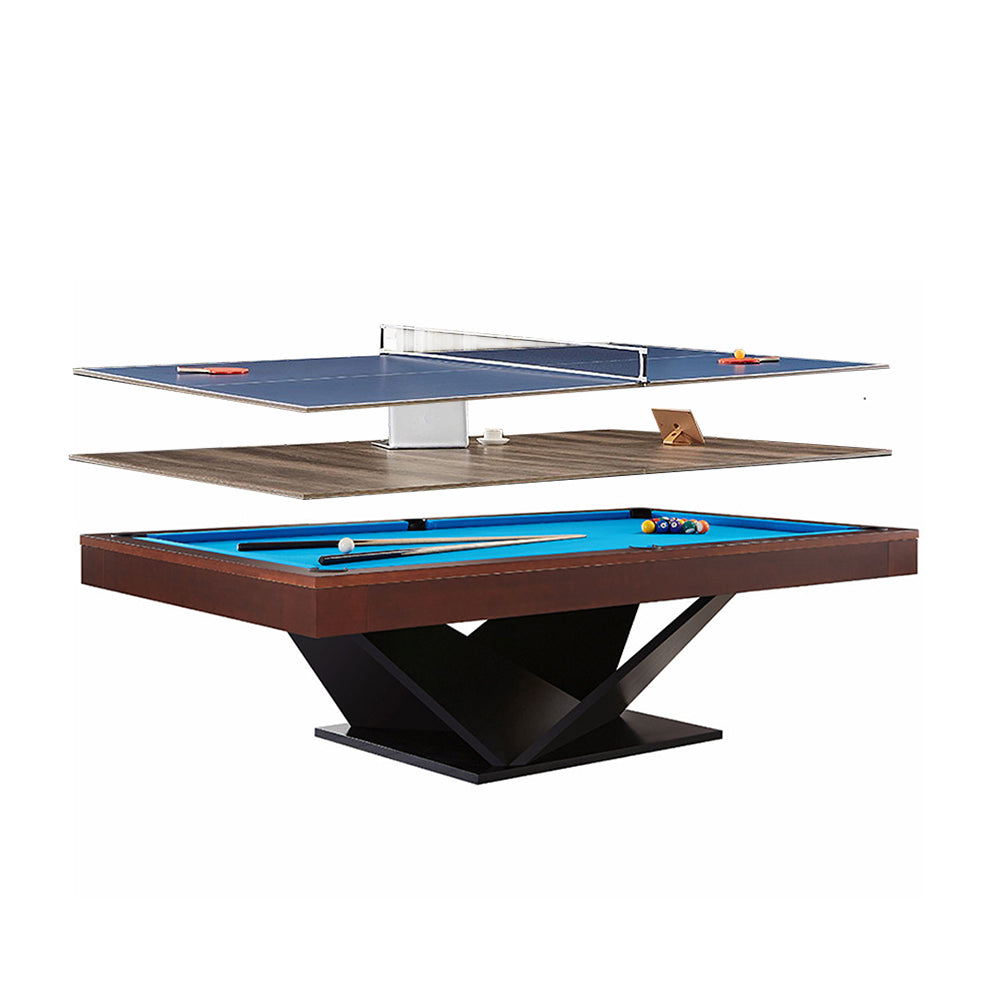 CUETIQ L015 7/8/9FT 3-IN-1 Slate Billiard Table/ Ping-pong Table/ Office Desk Solid Wood Frame