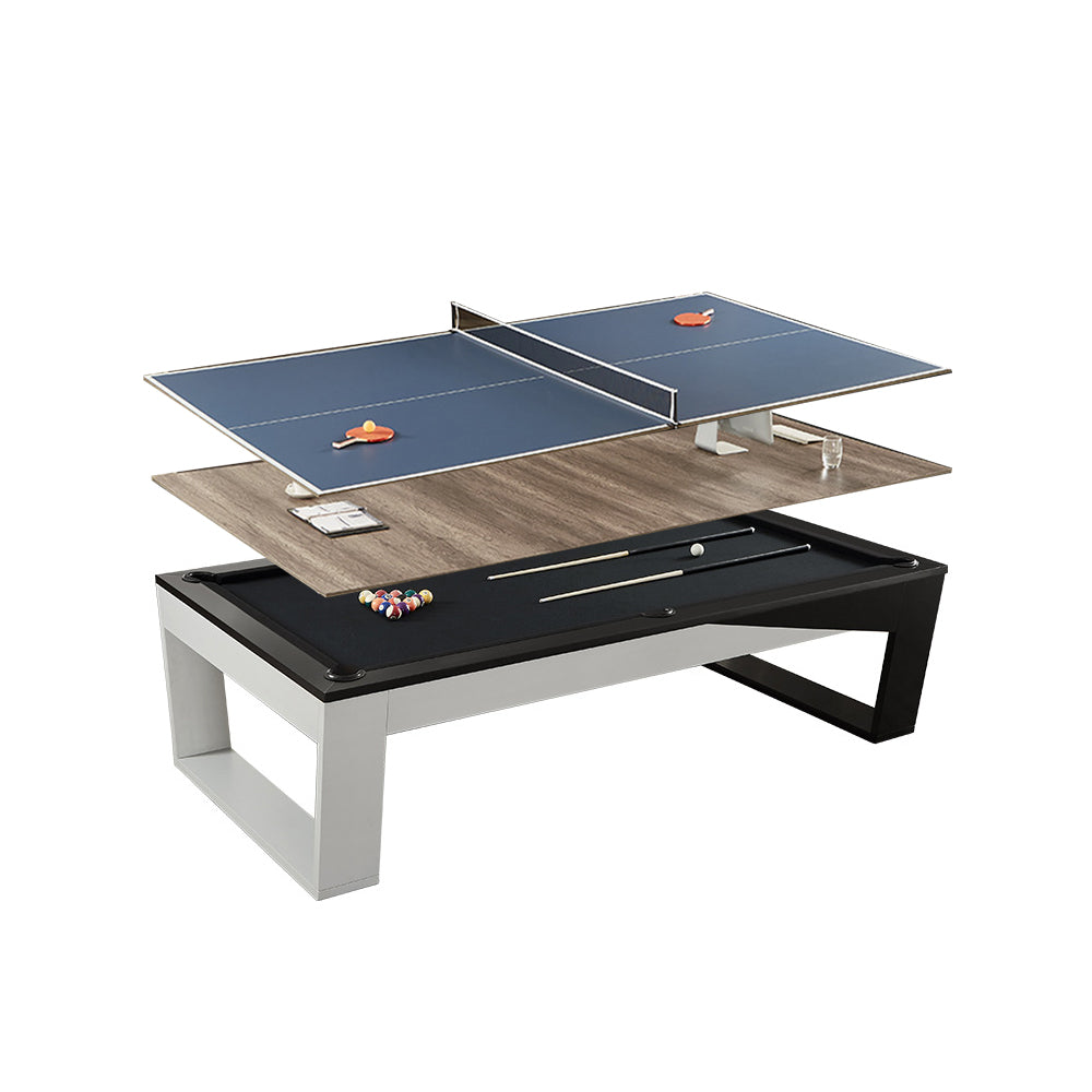 CUETIQ L022 7/8/9FT 3-IN-1 Slate Billiard Table/ Ping-pong Table/ Office Desk Solid Wood Frame