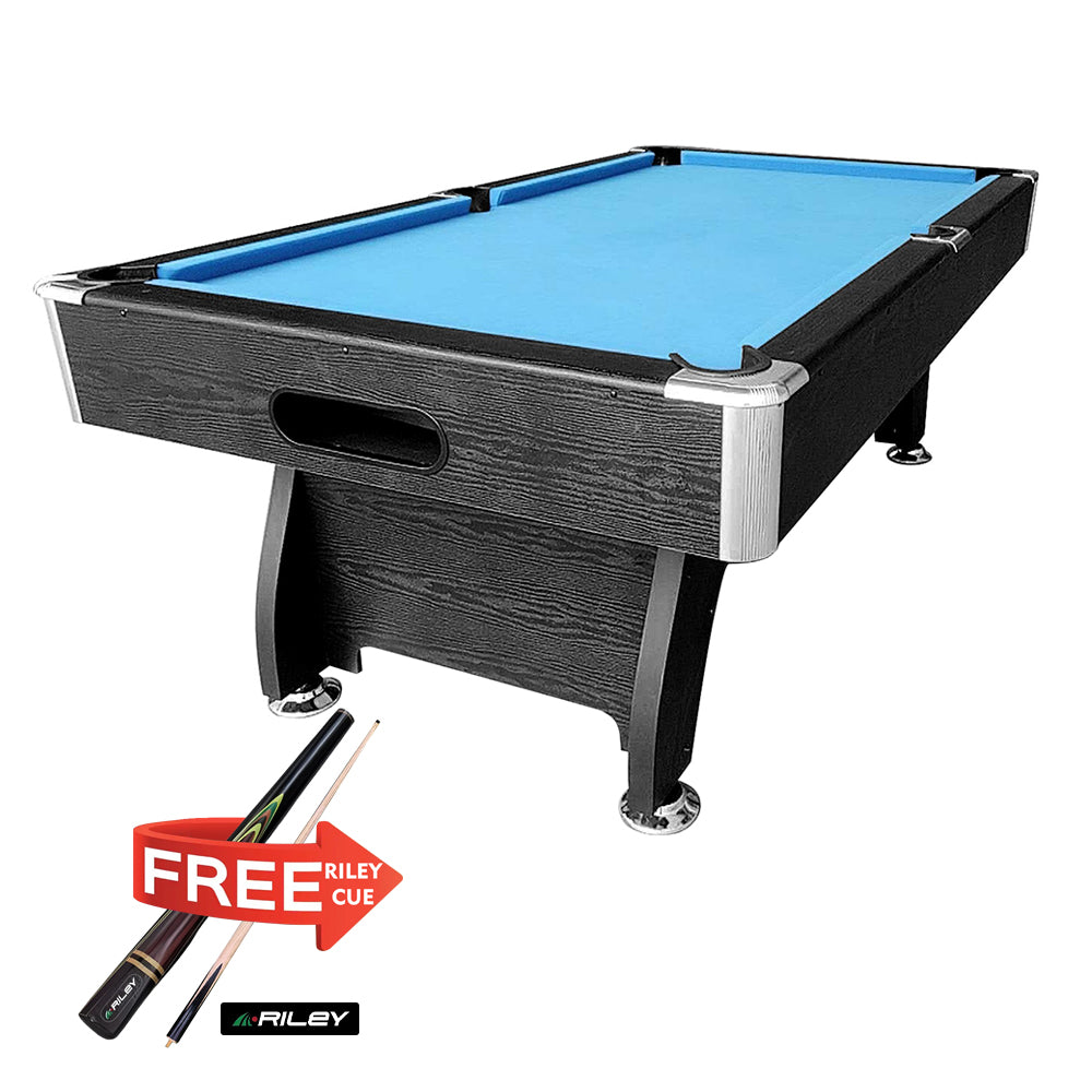 CUETIQ MDF 7FT Pool Snooker Billiard Table With Accessories - Blue Felt