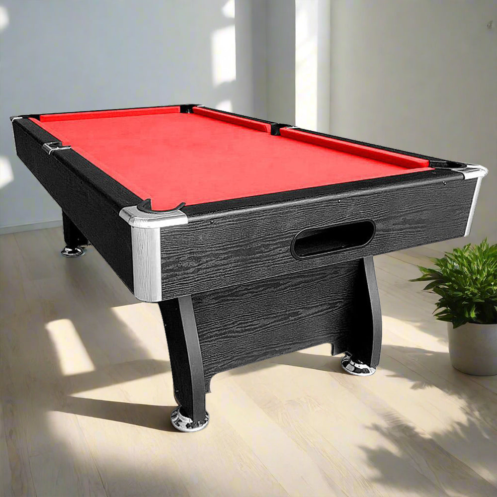 CUETIQ 8FT MDF Black Frame Pool Snooker Billiard Table with Accessories Pack