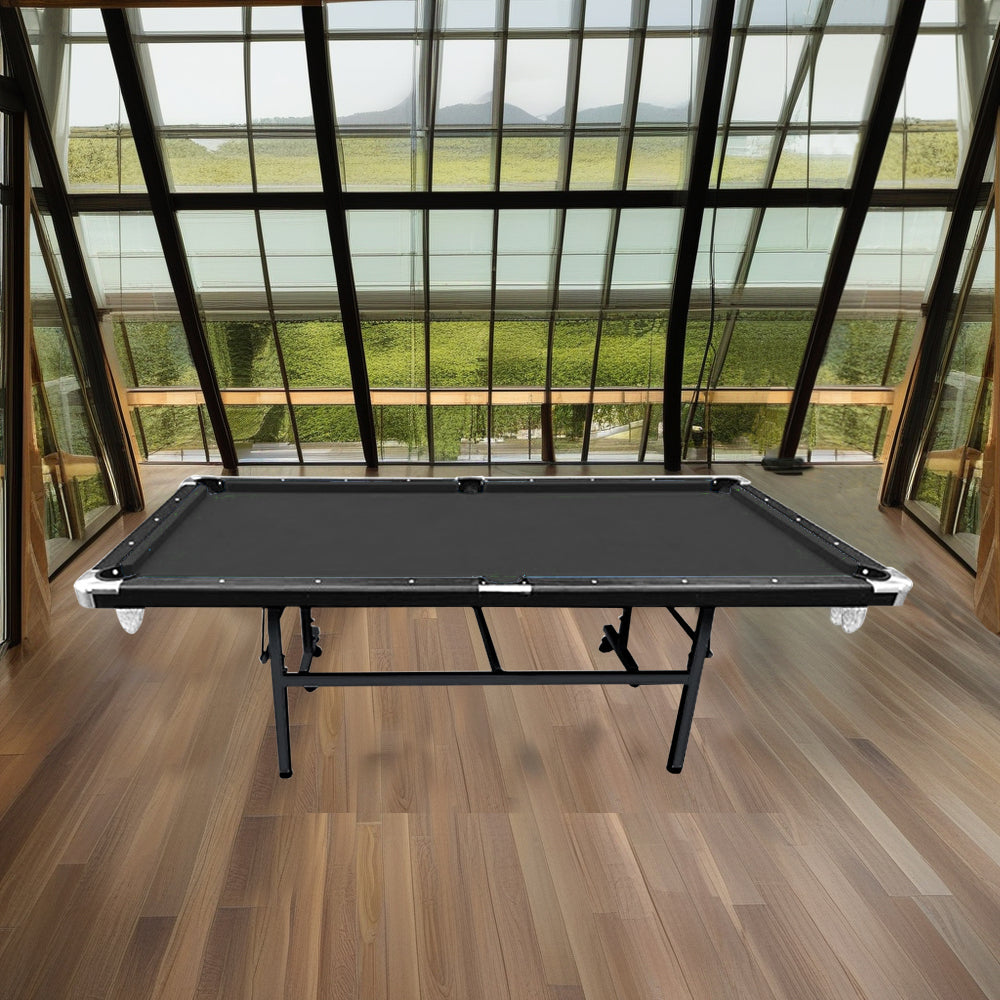 CUETIQ 8FT Foldable Pool Table Blue/Red/Green/Black Felt Billiard Table Free Accessory for Small Room