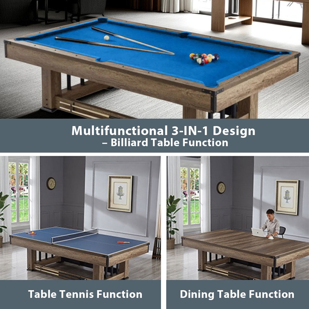 CUETIQ TE 3-IN-1 8FT Black&Blue MDF Billiard Table Free Accessories