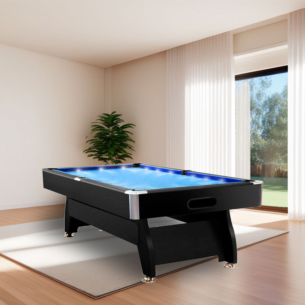 CUETIQ 7FT LED Snooker Billiard Pool Table with Free Accessories