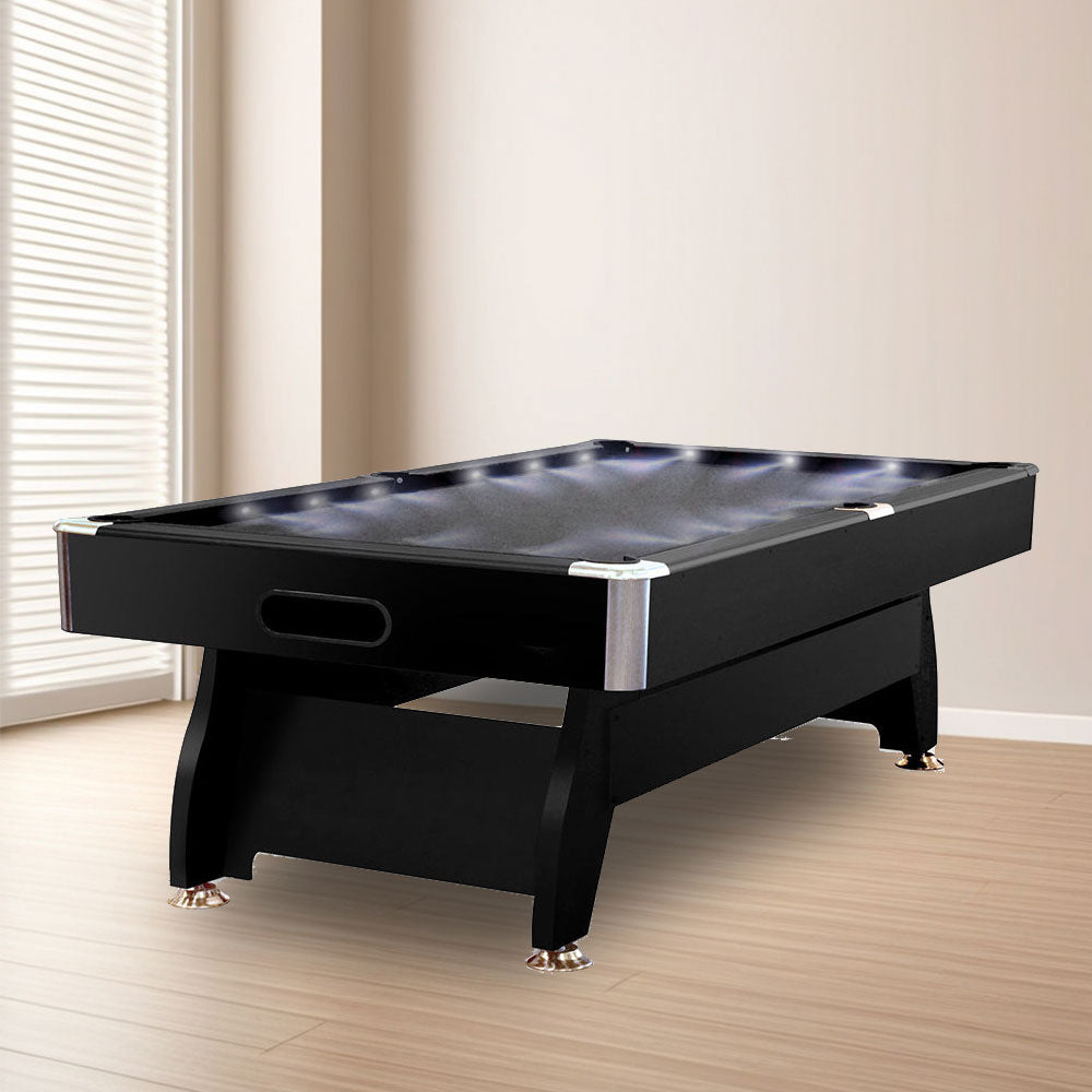 CUETIQ 7FT LED Snooker Billiard Pool Table with Free Accessories