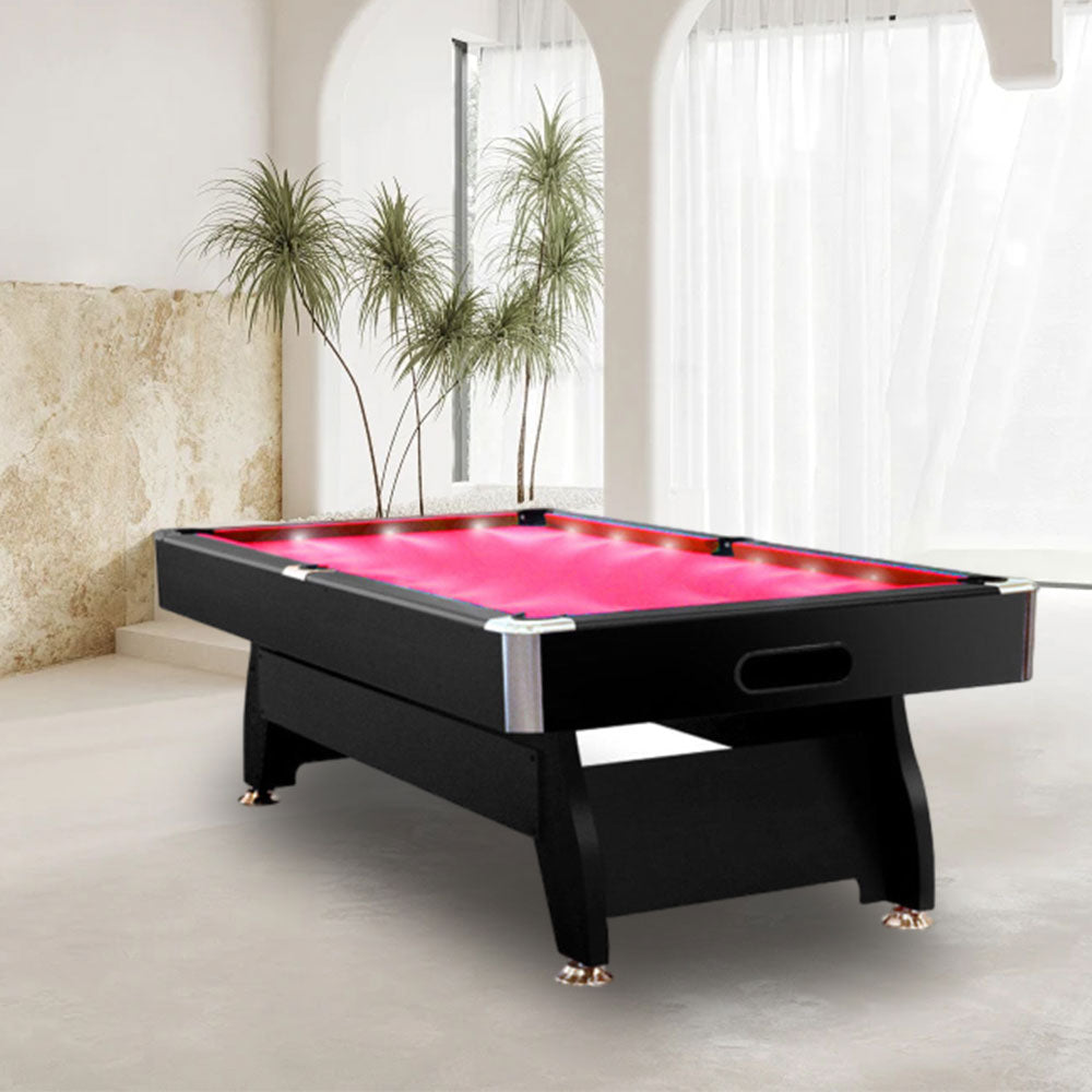 CUETIQ 7FT LED Snooker Billiard Pool Table with Free Accessories