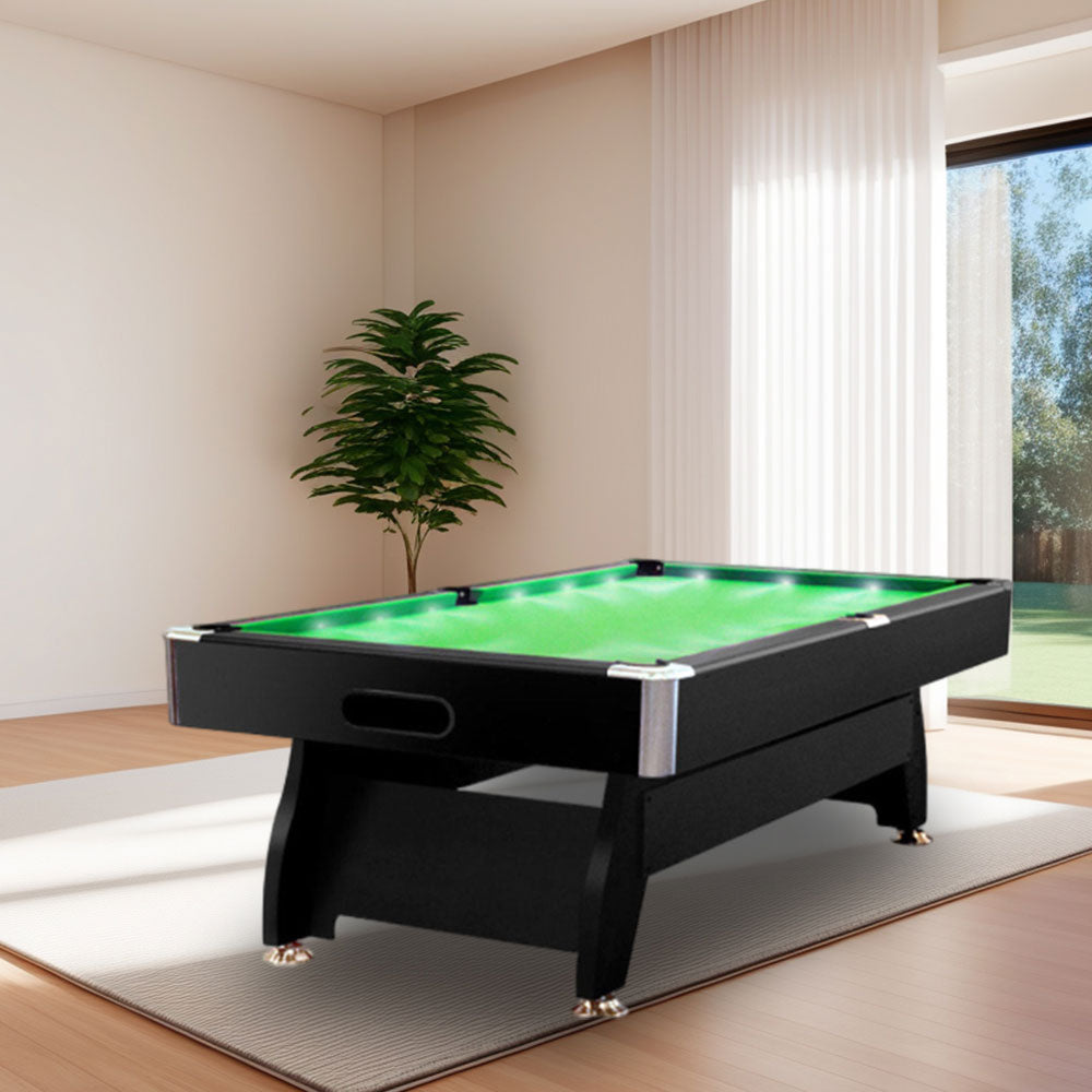 CUETIQ 8FT LED Snooker Billiard Pool Table with Free Accessories