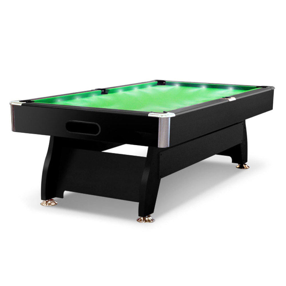CUETIQ 8FT LED Snooker Billiard Pool Table with Free Accessories