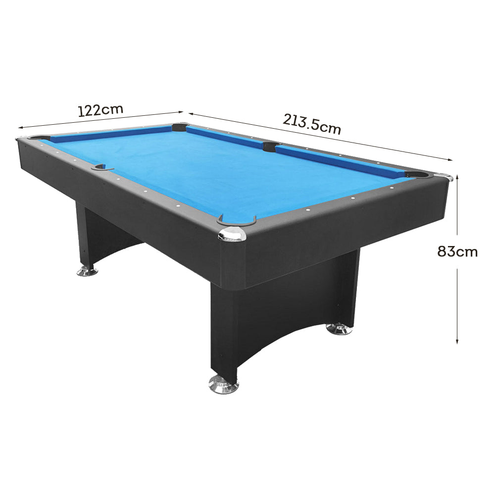 CUETIQ 7FT Modern Design Pool Table Snooker Billiard Table Black Frame With Free Accessories