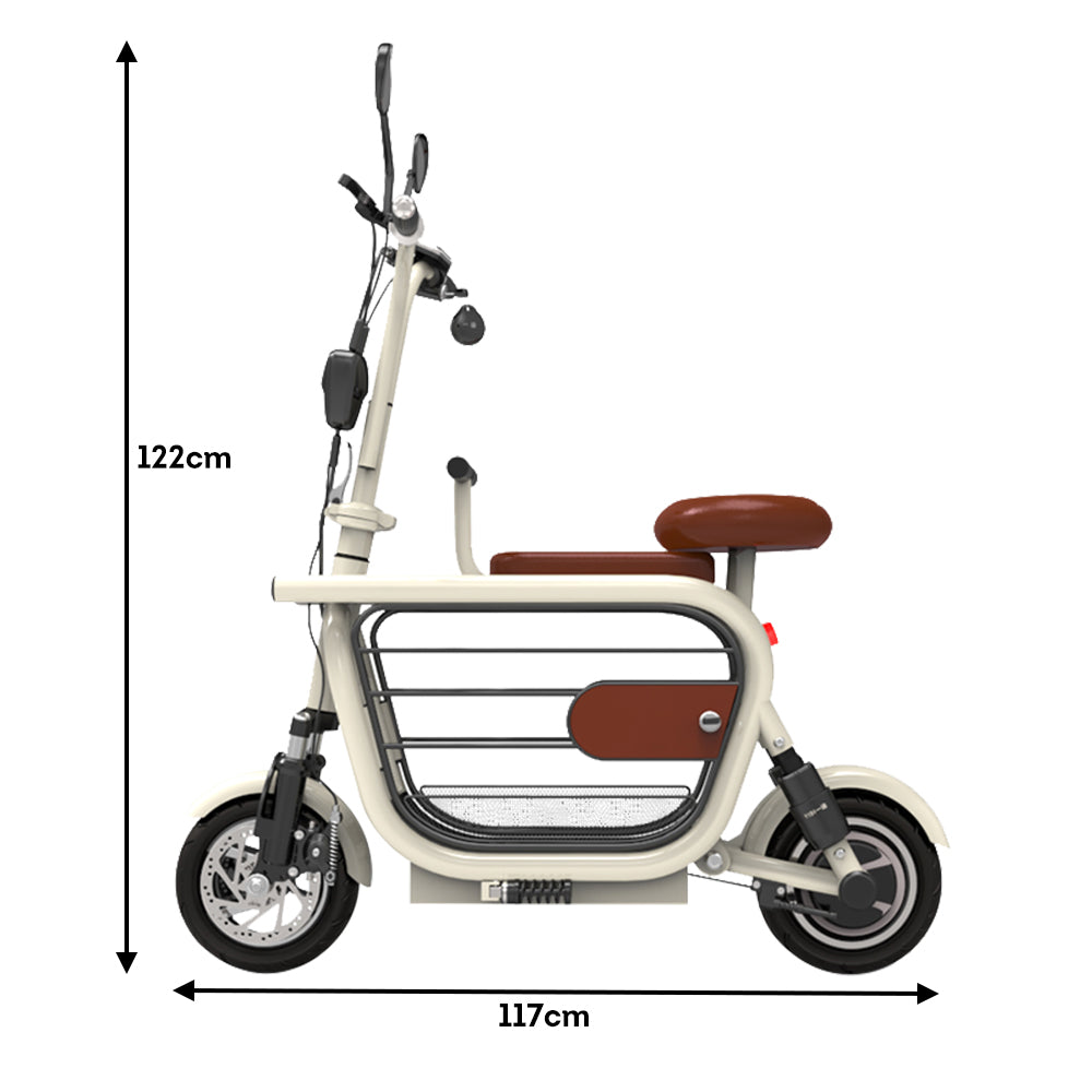 GLIDER DD1 48V 500W 13Ah 11-inch Foldable Electric Scooter Large Storage Capacity USB Charger W/ Baby Seat