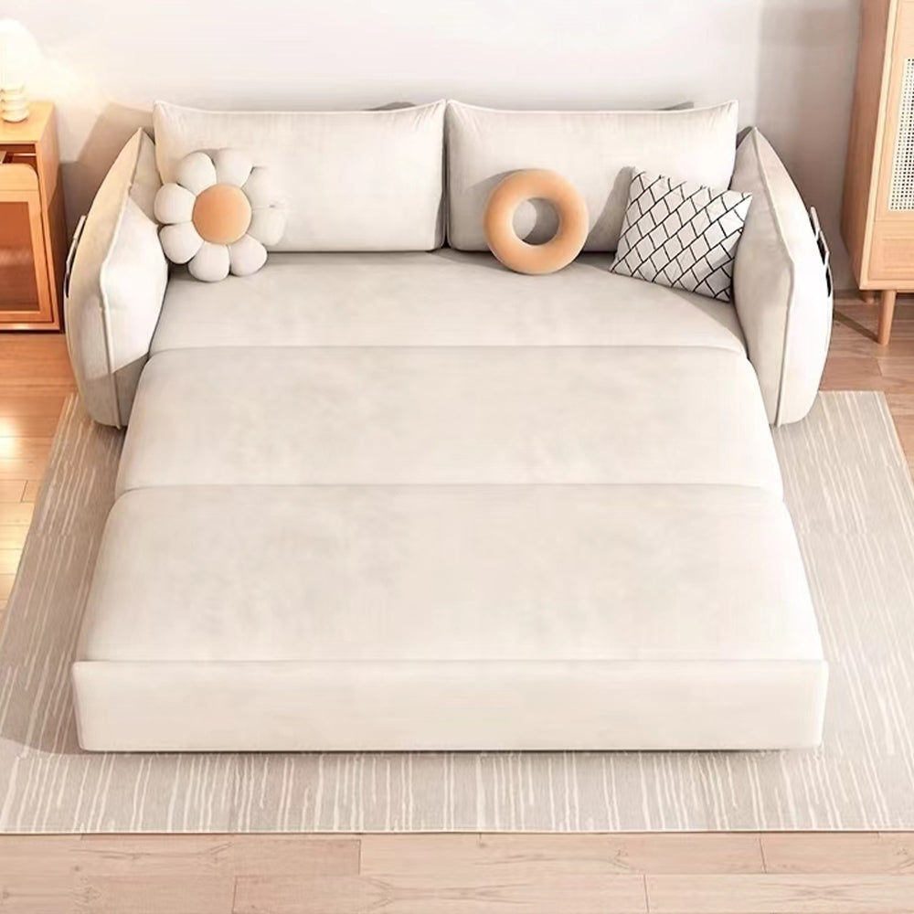 LUXORA FC1046 136/156/186/216cm Length Corduroy Fabric Sofa Solid Wood Frame Sofa Bed