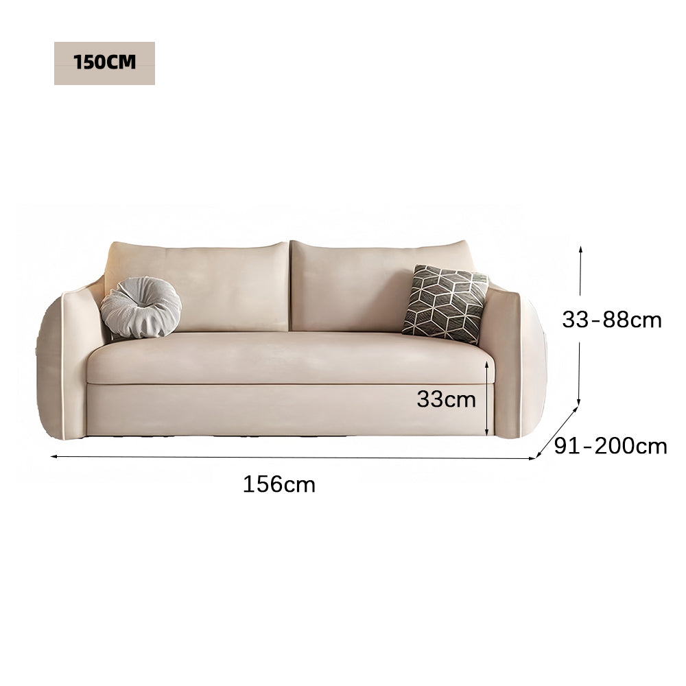 LUXORA FC1046 136/156/186/216cm Length Corduroy Fabric Sofa Solid Wood Frame Sofa Bed