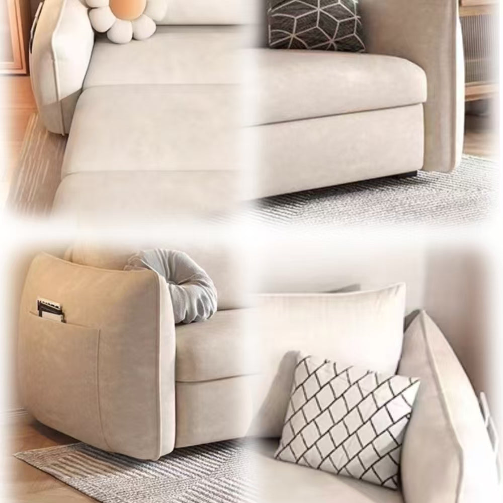 LUXORA FC1046 136/156/186/216cm Length Corduroy Fabric Sofa Solid Wood Frame Sofa Bed