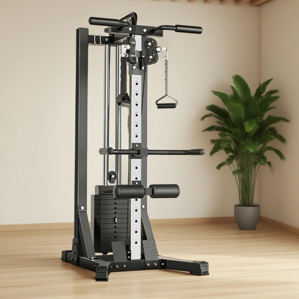 MERIDIAN Multi-Functional Home Gym Machine - Double Pulley 70KG Weight Stack, 300kg Max Load - Black