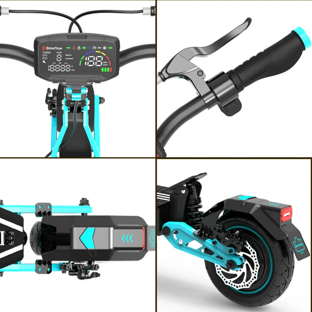 AKEZ DT10 1000W 48V 13Ah Double-drive Max Speed 50KM/H Adult Commuter - Blue/Orange