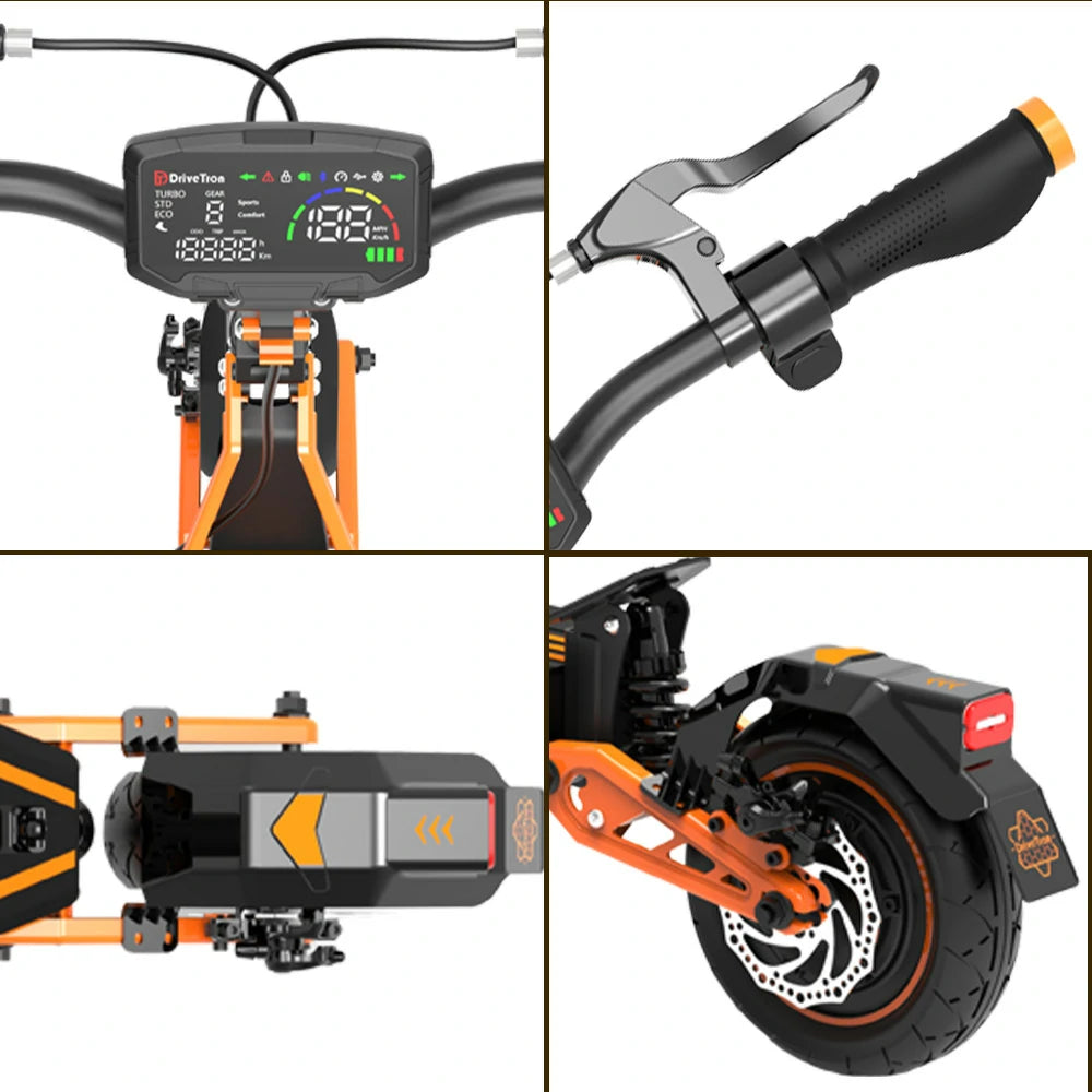 AKEZ DT10 1000W 48V 13Ah Double-drive Max Speed 50KM/H Adult Commuter - Blue/Orange