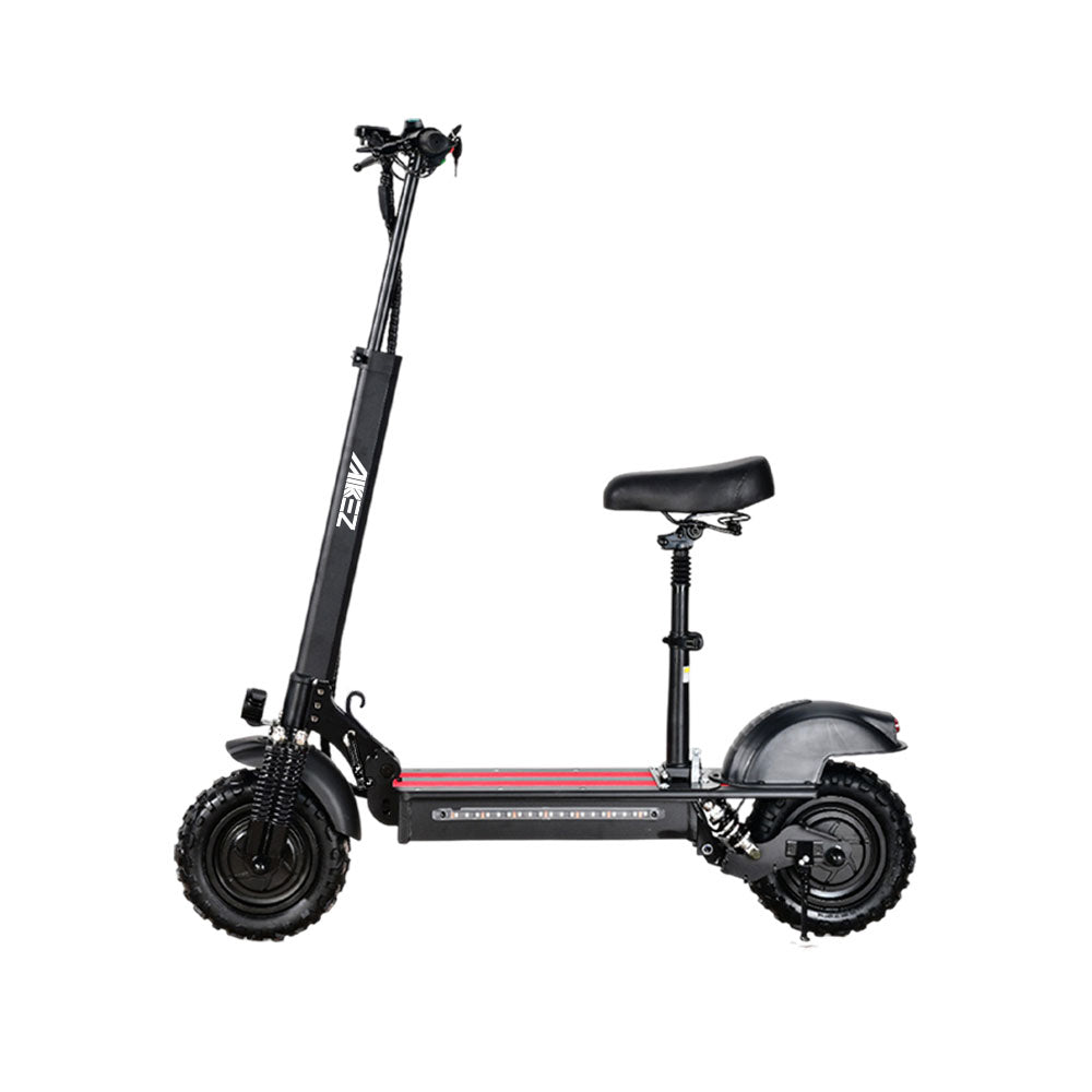 AKEZ 11SQ Dual Motors 800W & 2000W 11 Inches  Electric Scooter w/ Seat Vacuum Tyre Front& Rear Suspension - Black
