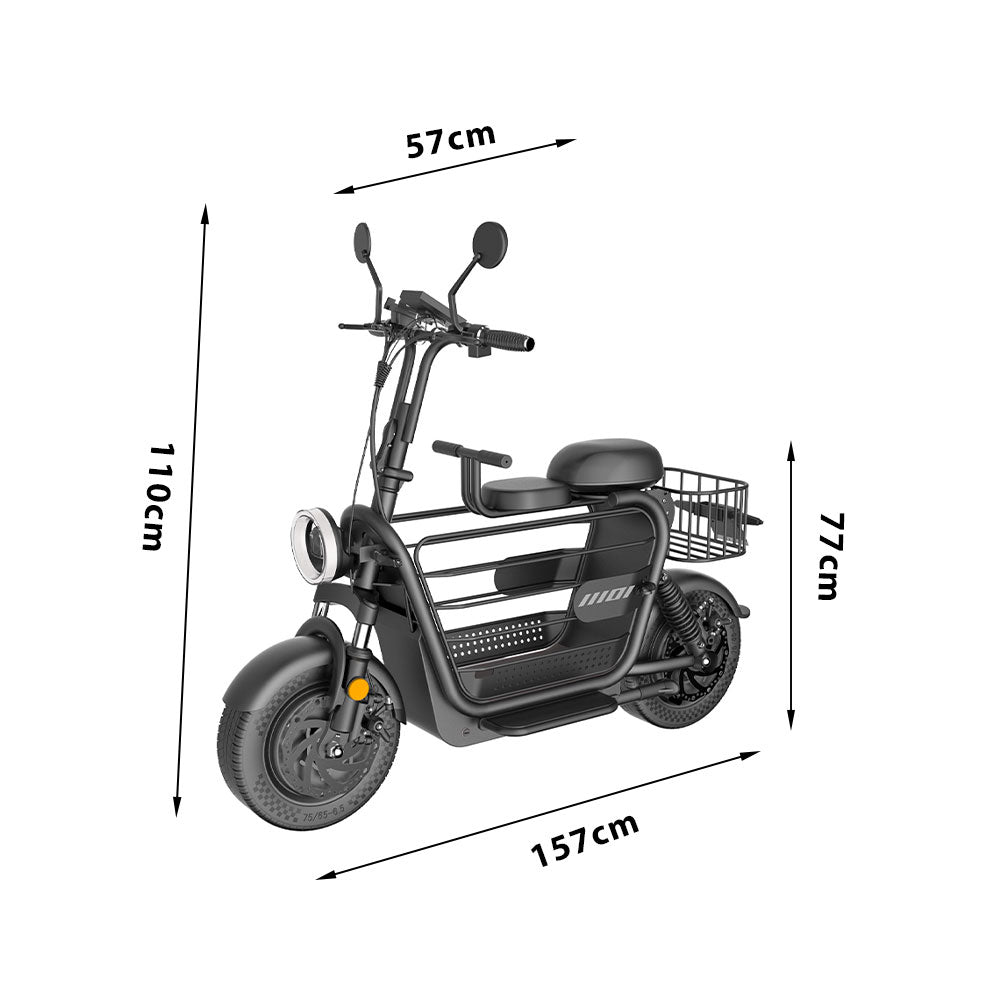 YIDI DDD15A 500W 48V 15Ah/20/25Ah 11-inch Lithium Battery Foldable White&Black High Carbon Steel Electric Scooter Drum Brake