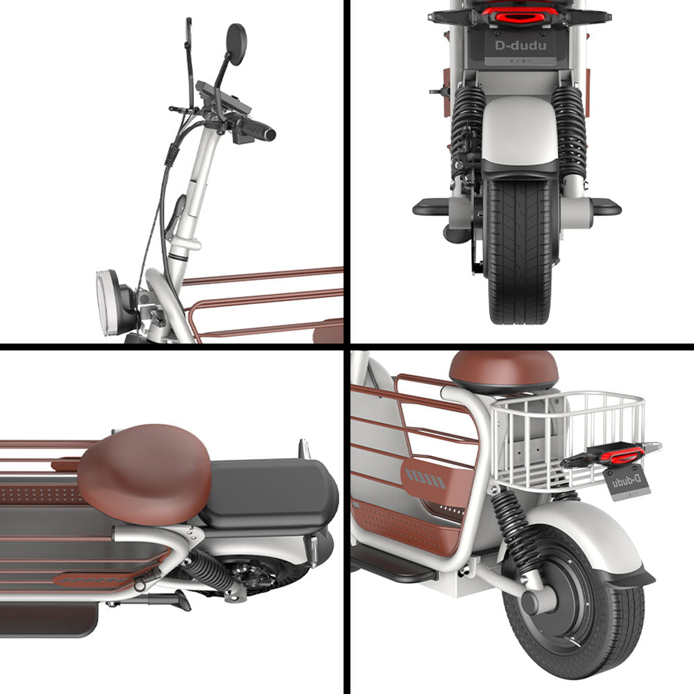 YIDI DDD15A 500W 48V 15Ah/20/25Ah 11-inch Lithium Battery Foldable White&Brown High Carbon Steel Electric Scooter Drum Brake