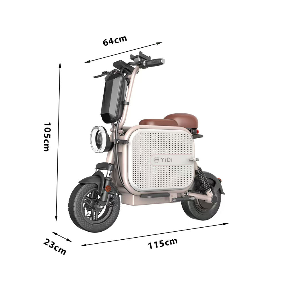 YIDI DDU10 500W 48V 10Ah/15Ah 11-inch Lithium Battery Foldable Black & White/Black & Pink High Carbon Steel Electric Scooter Drum Brake