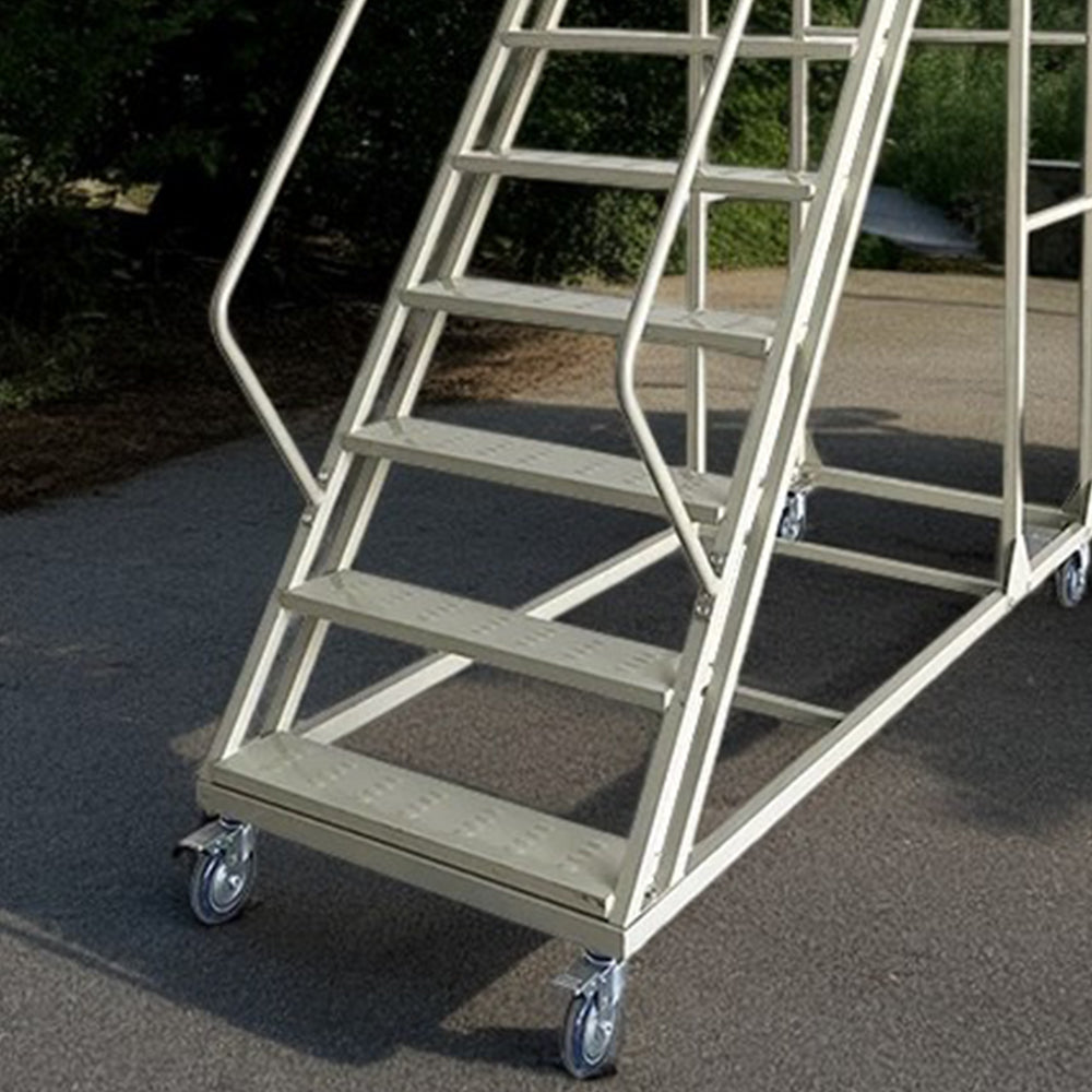 GROVIA 250cm Platform Height  10-step Ladder With Wheels Warehouse Staircase