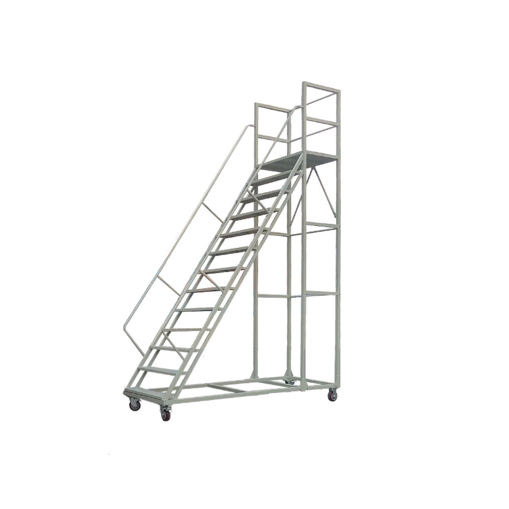 GROVIA 300cm Platform Height  12-step Ladder With Wheels Warehouse Staircase
