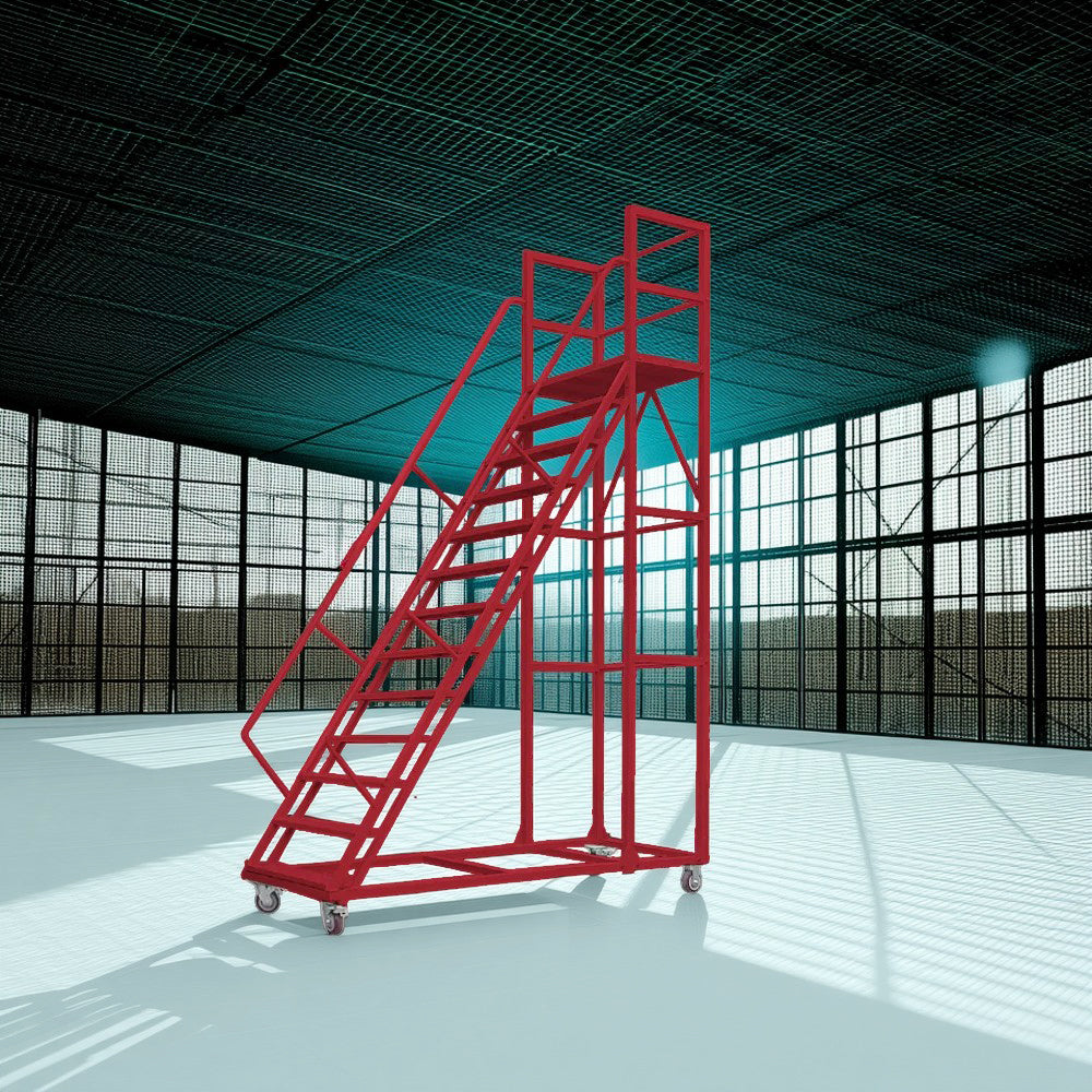 GROVIA 300cm Platform Height  12-step Ladder With Wheels Warehouse Staircase