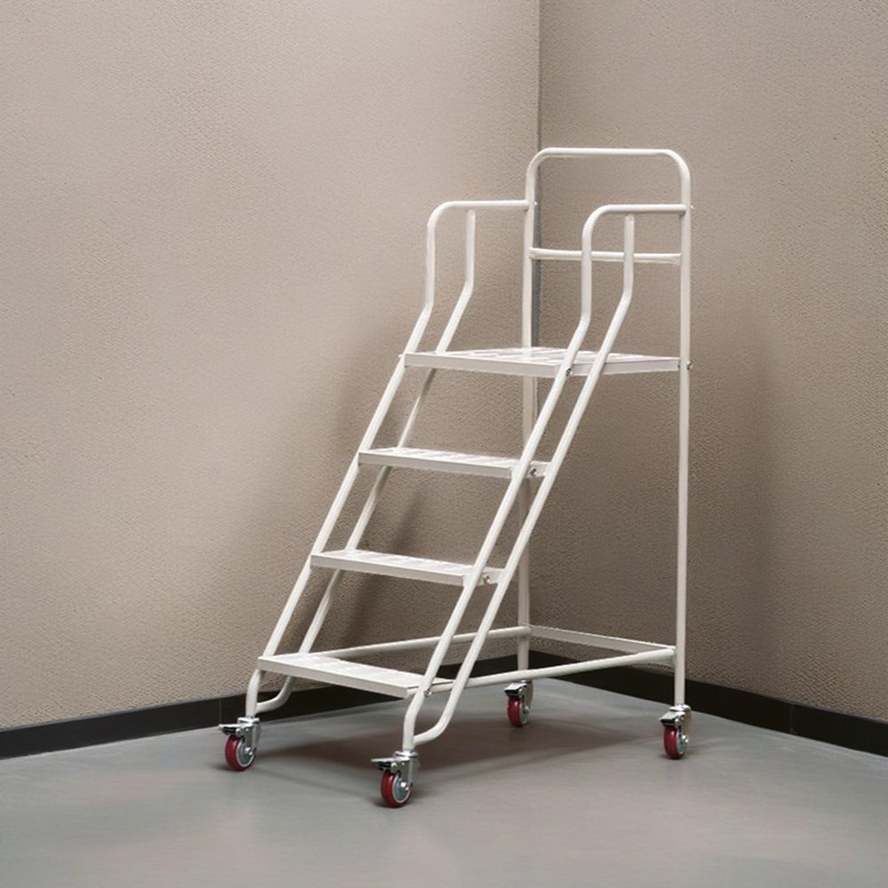 GROVIA 100cm Platform Height 4-step Ladder With Wheels Warehouse Staircase