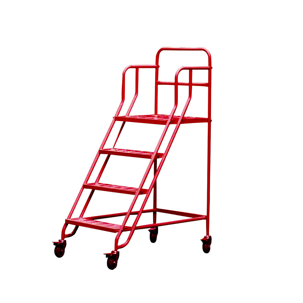 GROVIA 100cm Platform Height 4-step Ladder With Wheels Warehouse Staircase