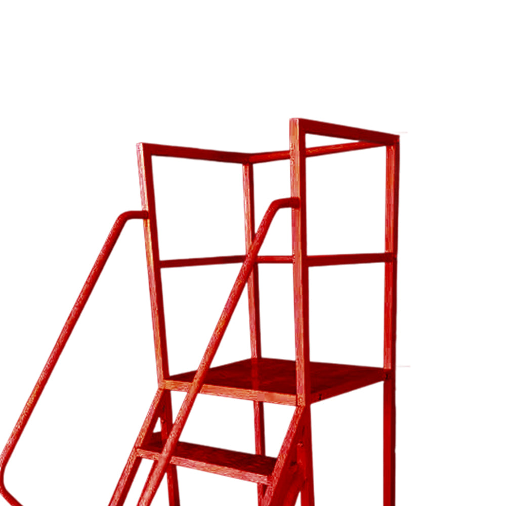 GROVIA 130cm Platform Height  5-step Ladder With Wheels Warehouse Staircase