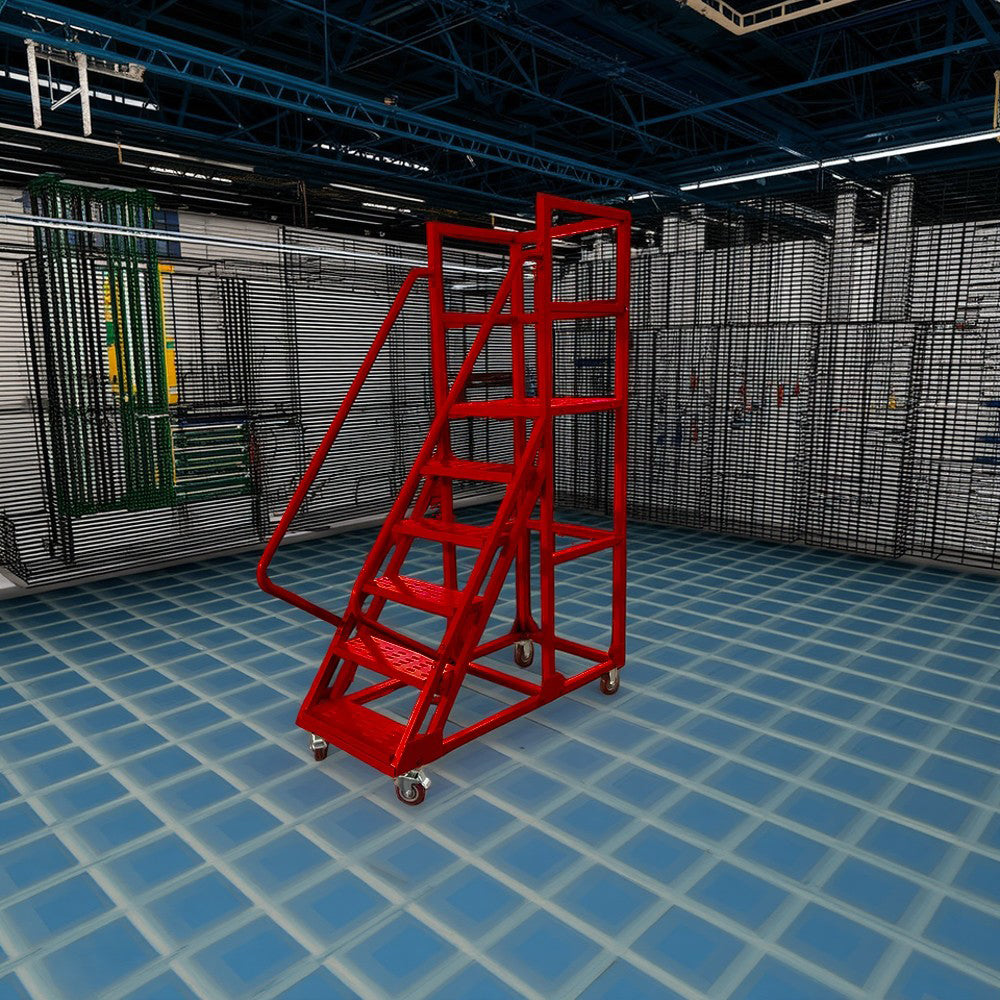 GROVIA 150cm Platform Height  6-step Ladder With Wheels Warehouse Staircase