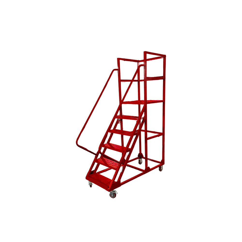 GROVIA 150cm Platform Height  6-step Ladder With Wheels Warehouse Staircase