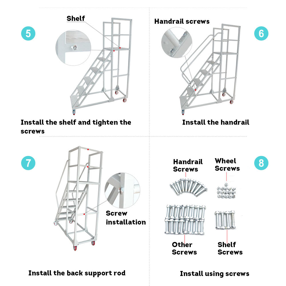 GROVIA 220cm(H) 6-step Steel Freight ladder Warehouse Staircase